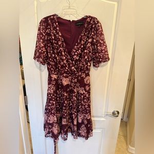 Lane Bryant women’s Burgundy and Pink lace overlay fit & flare dress Plus sz 14